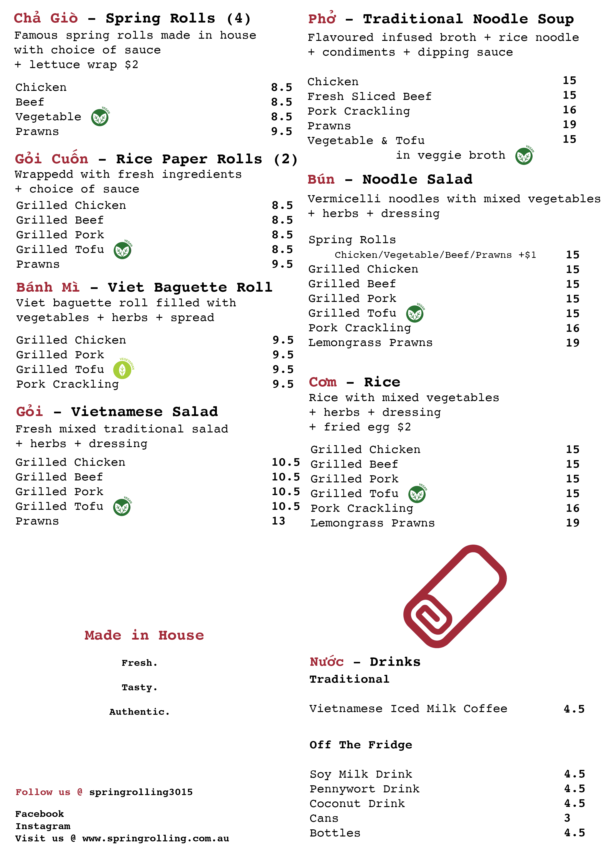 Menu – SPRING ROLLING